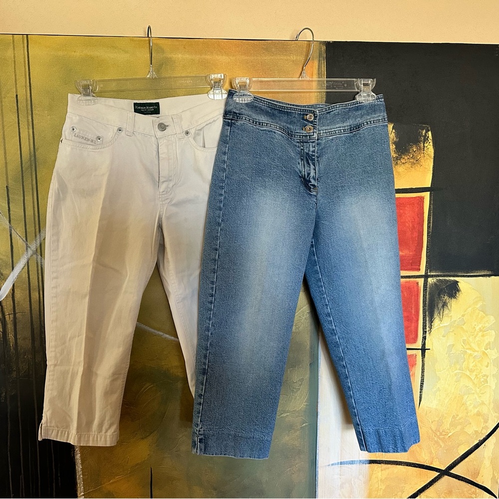 Lot of two Ralph Lauren khaki and Blue Ankle Jeans